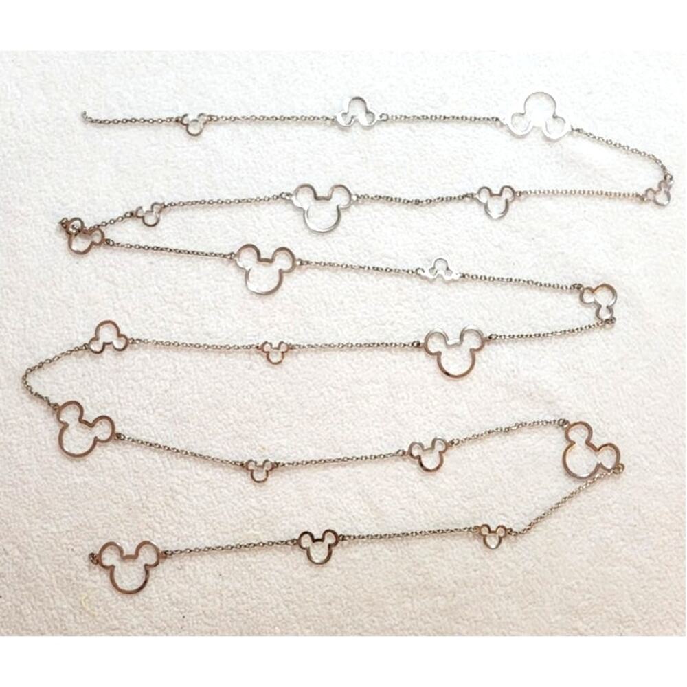 Disney Mickey Mouse Icons 46" Double Necklace Silver Tone READ TLC